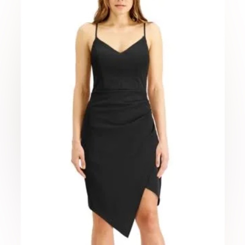 Emerald Sundae Asymmetrical Hem Black Dress